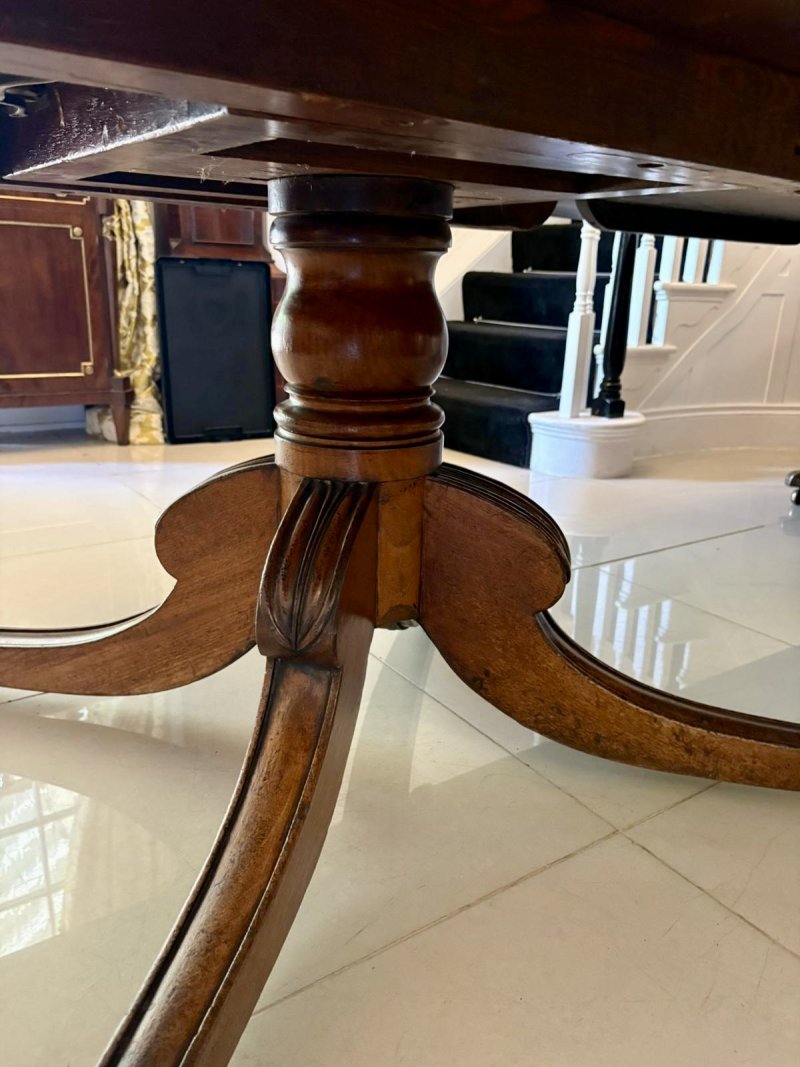 Outstanding Quality 16 Seater Antique George III Figured Mahogany Two Pilar Dining Table - Image 6